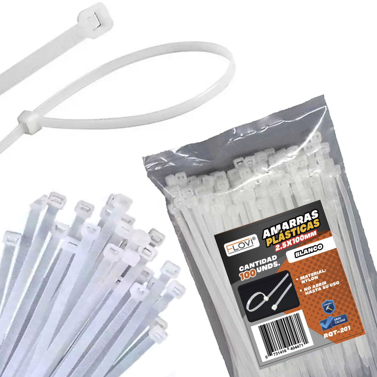AMARRA PLASTICA FLOVI BLANCA 2.5X100 MM 100UNID RQT-201