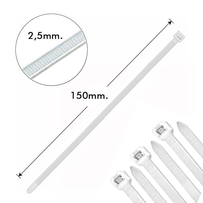 AMARRA PLASTICA FLOVI BLANCA 2.5X150 MM 100UNID RQT-202