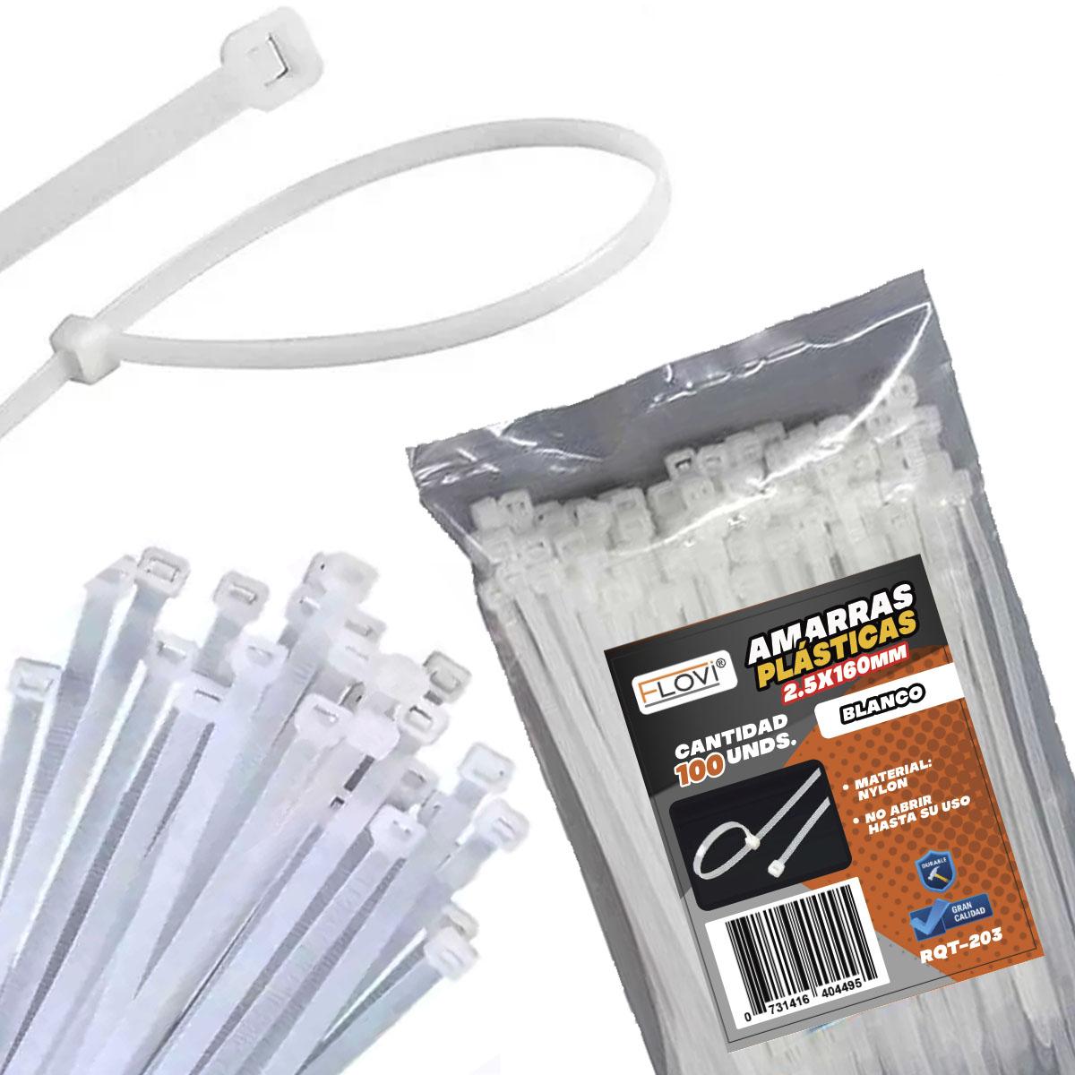 AMARRA PLASTICA FLOVI BLANCA 2.5X160 MM 100 UNID RQT-203