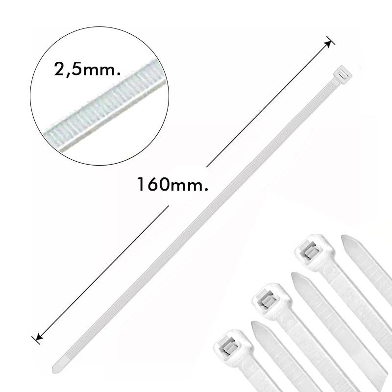 AMARRA PLASTICA FLOVI BLANCA 2.5X160 MM 100 UNID RQT-203