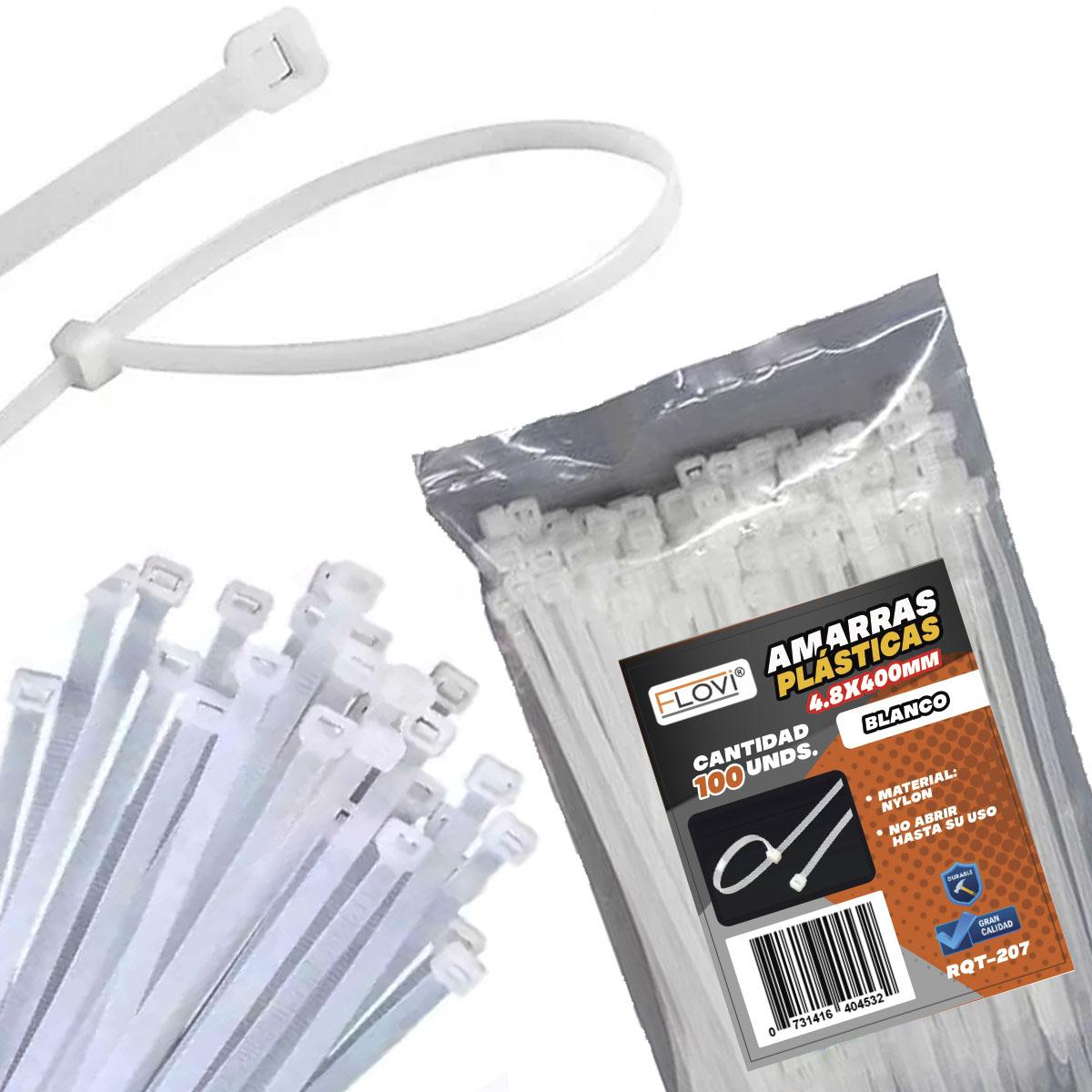 AMARRA PLASTICA FLOVI BLANCA 4.8X400 MM 100 UNID RQT-207
