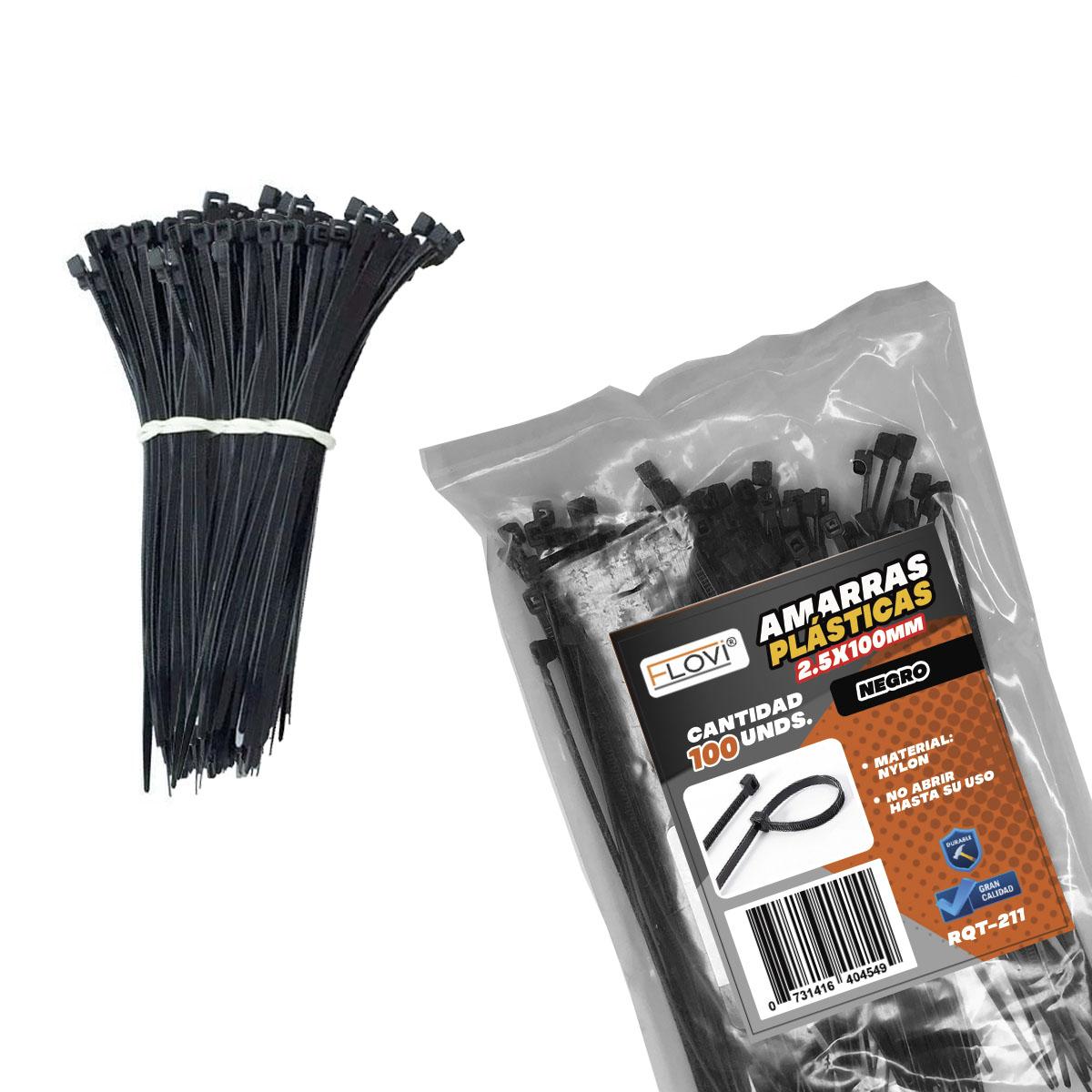 AMARRA PLASTICA FLOVI NEGRA 2.5X100 MM 100 UNID RQT-211