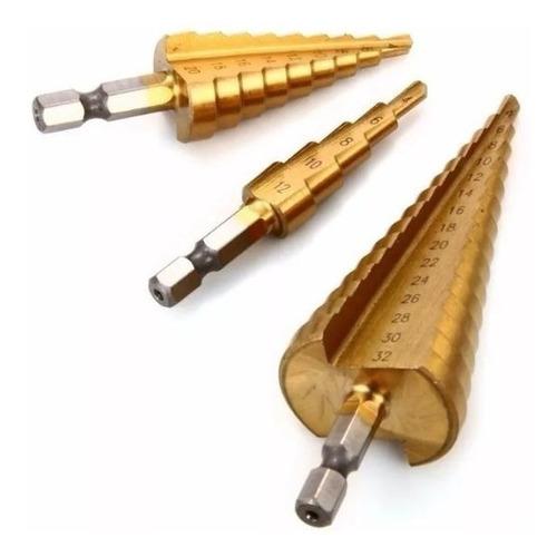 BROCA CONICA 3 PCS PASO A PASO FLOVI 4 A 32 MM RQT-539