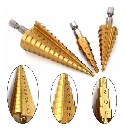 BROCA CONICA 3 PCS PASO A PASO FLOVI 4 A 32 MM RQT-539