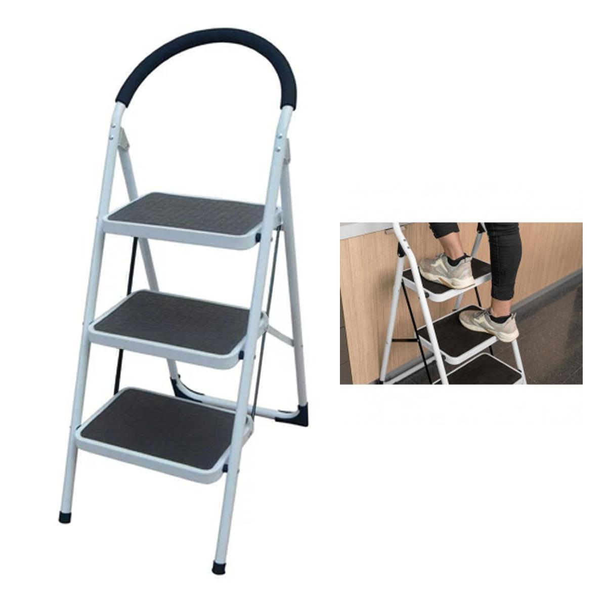 ESCALERA TUBULAR TIJERA BLANCA 3 PELDAÑOS NEW CENTURY RQT-046