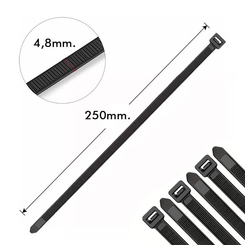 AMARRA PLASTICA FLOVI NEGRA 4.8X250 MM 100 UNID RQT-215