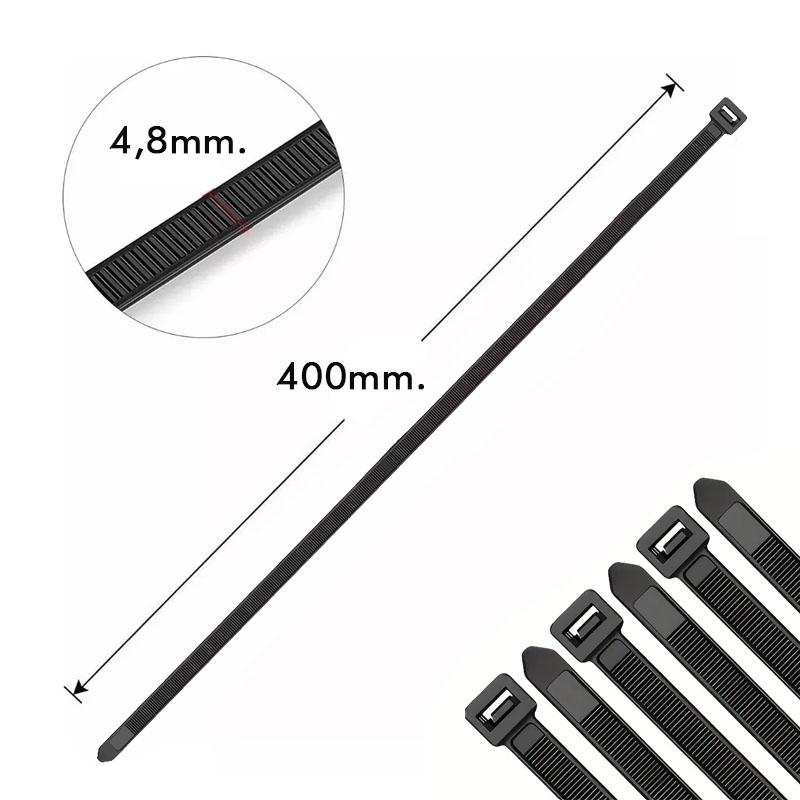 AMARRA PLASTICA FLOVI NEGRA 4.8X400 MM 100 UNID RQT-217