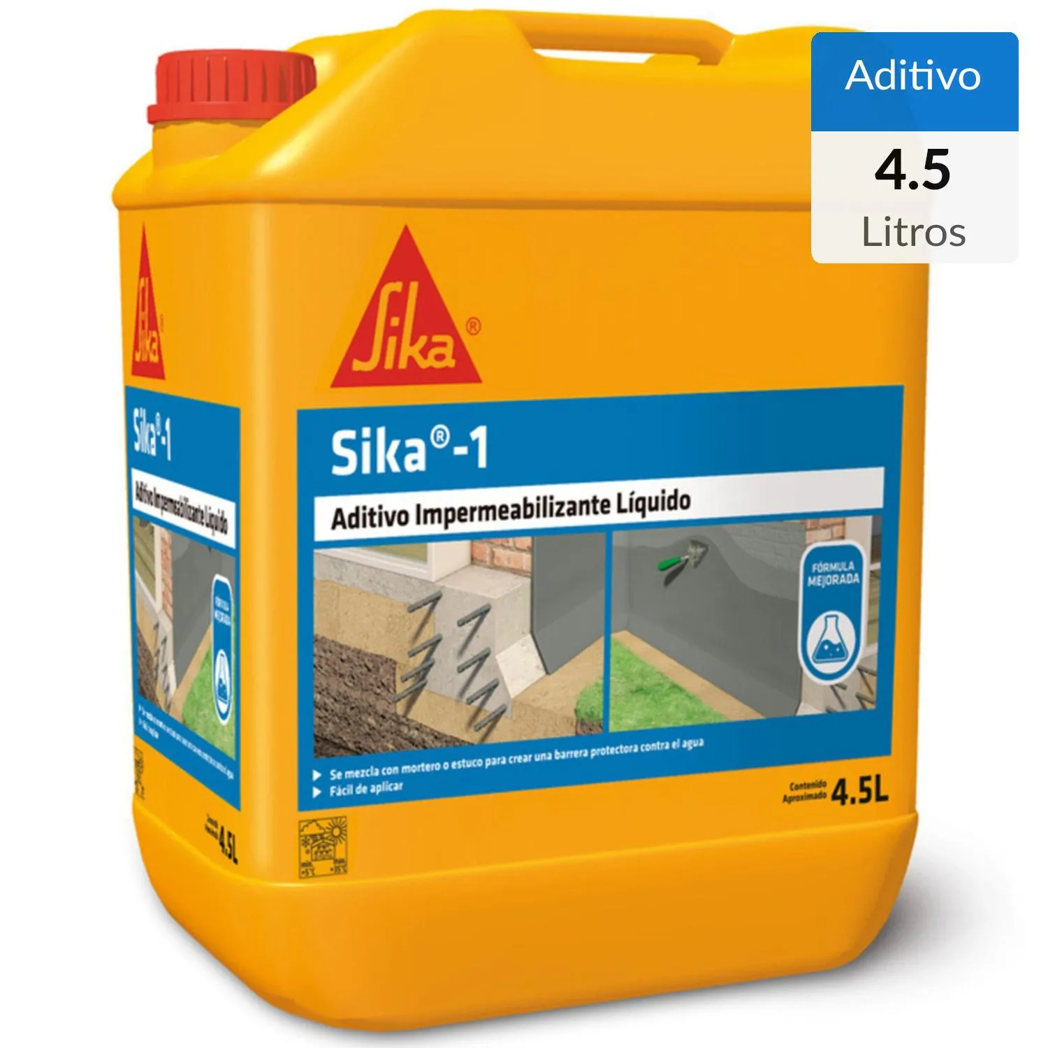 SIKA-1 ADITIVO IMPERMEABILIZANTE LIQUIDO 4,5 LITROS