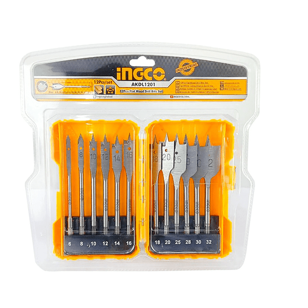 BROCAS DE MADERA PLANA INGCO 12 PCS AKDL1201
