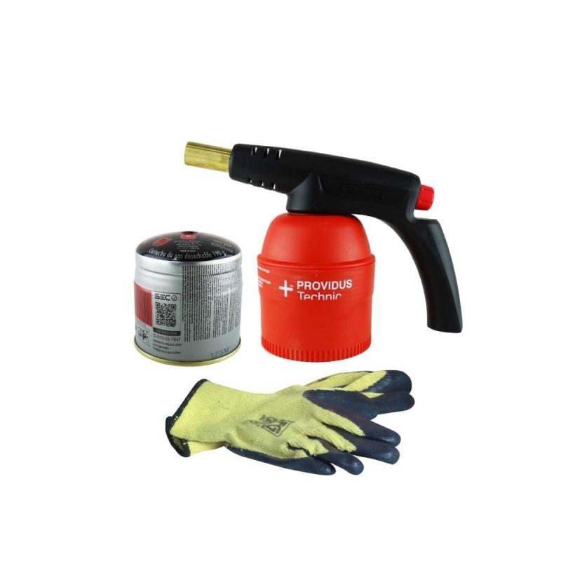 Soplete Portatil Gas PG800 Providus + Gas + Guantes