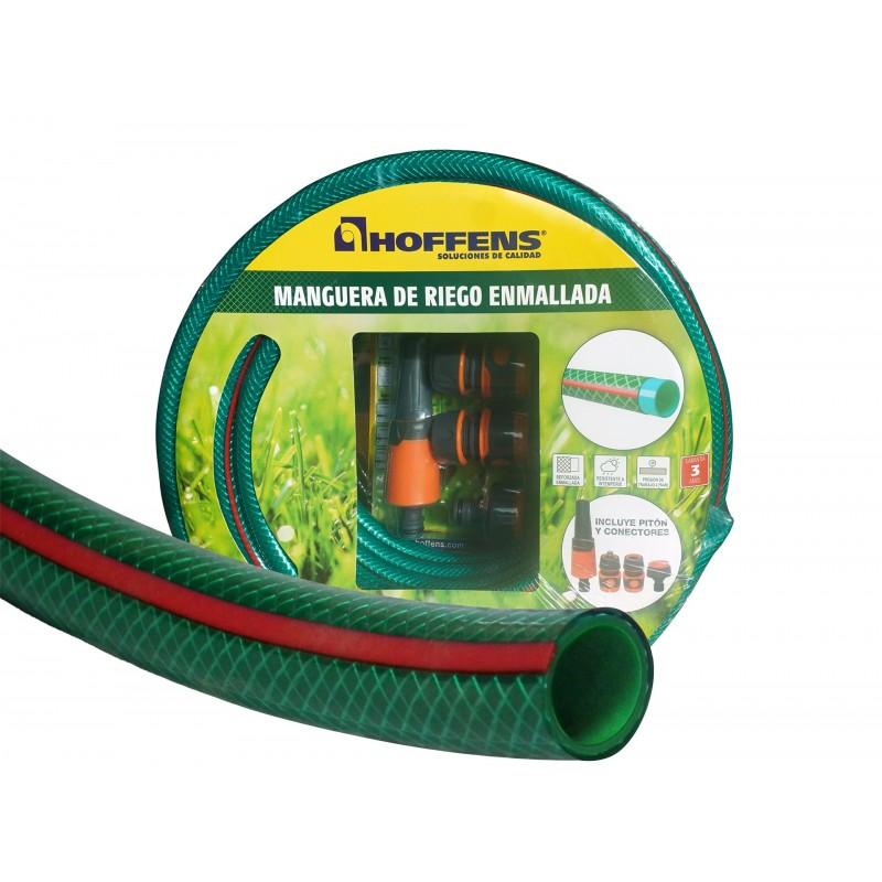 MANGUERA DE RIEGO ENMALLADA HOFFENS + ACCESORIOS 1/2 X 15M