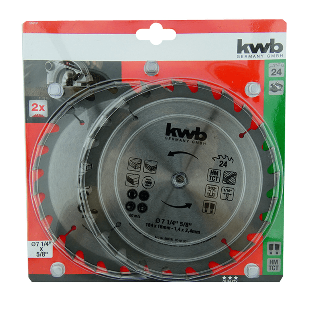 Disco Sierra Circular Set 2 Un Kwb 71/4 5/8 24D 586191
