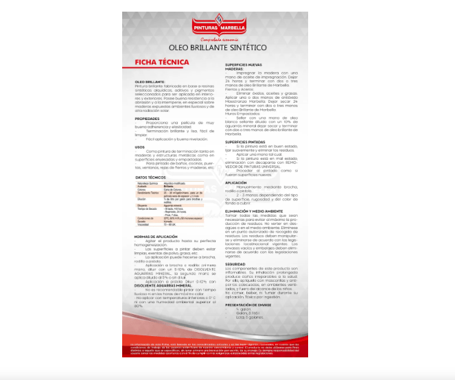 Oleo Marbella Brillante 1 Litro
