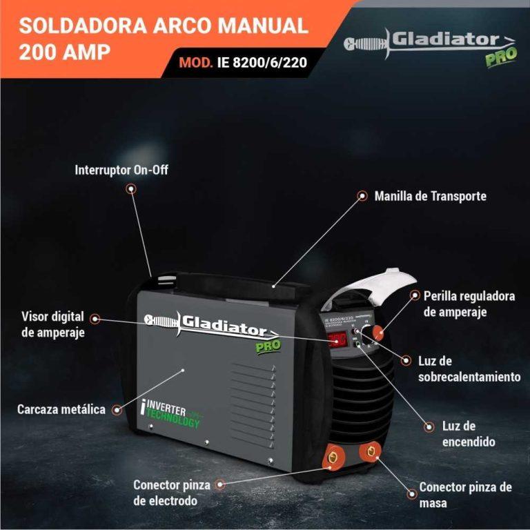 Soldadora Inverter M. Digital Gladiator IE 8200/6/220 200A – Ferretería ...