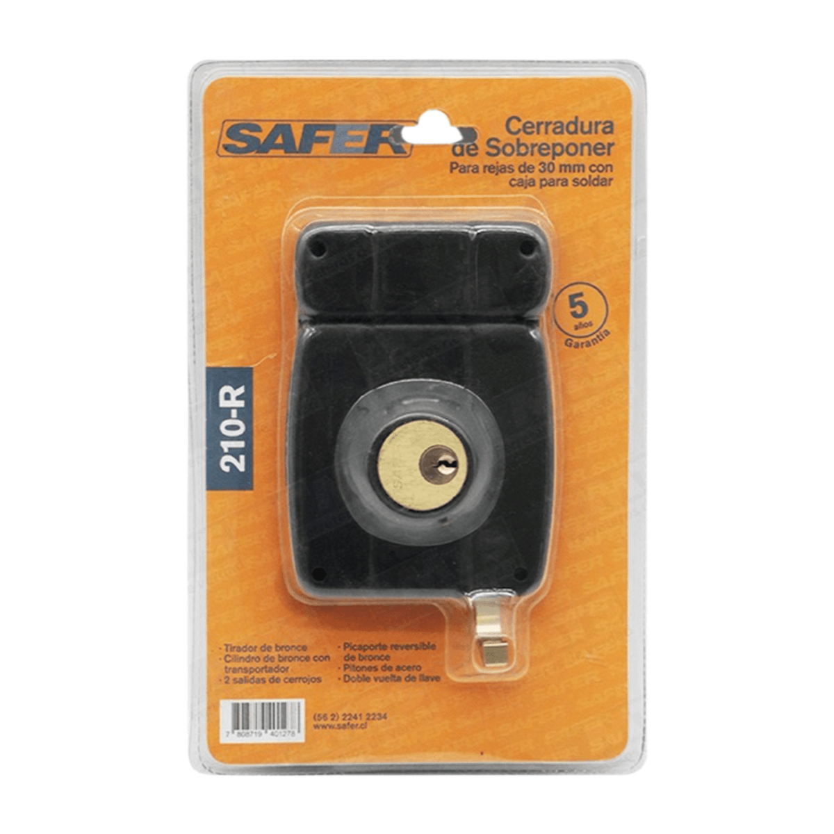 Cerradura De Sobreponer Safer 30 A 50 Mm Negra 210-N