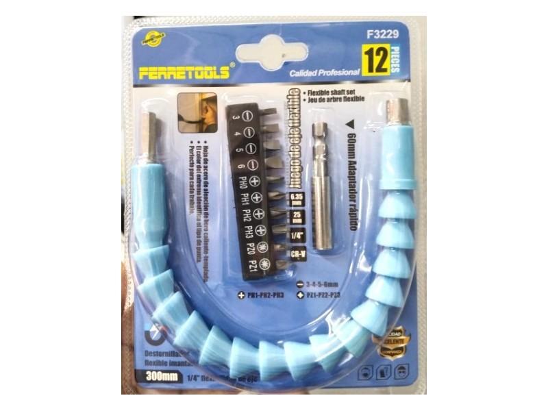 Juego De Eje Flexible Ferretools 12 Pcs F3229