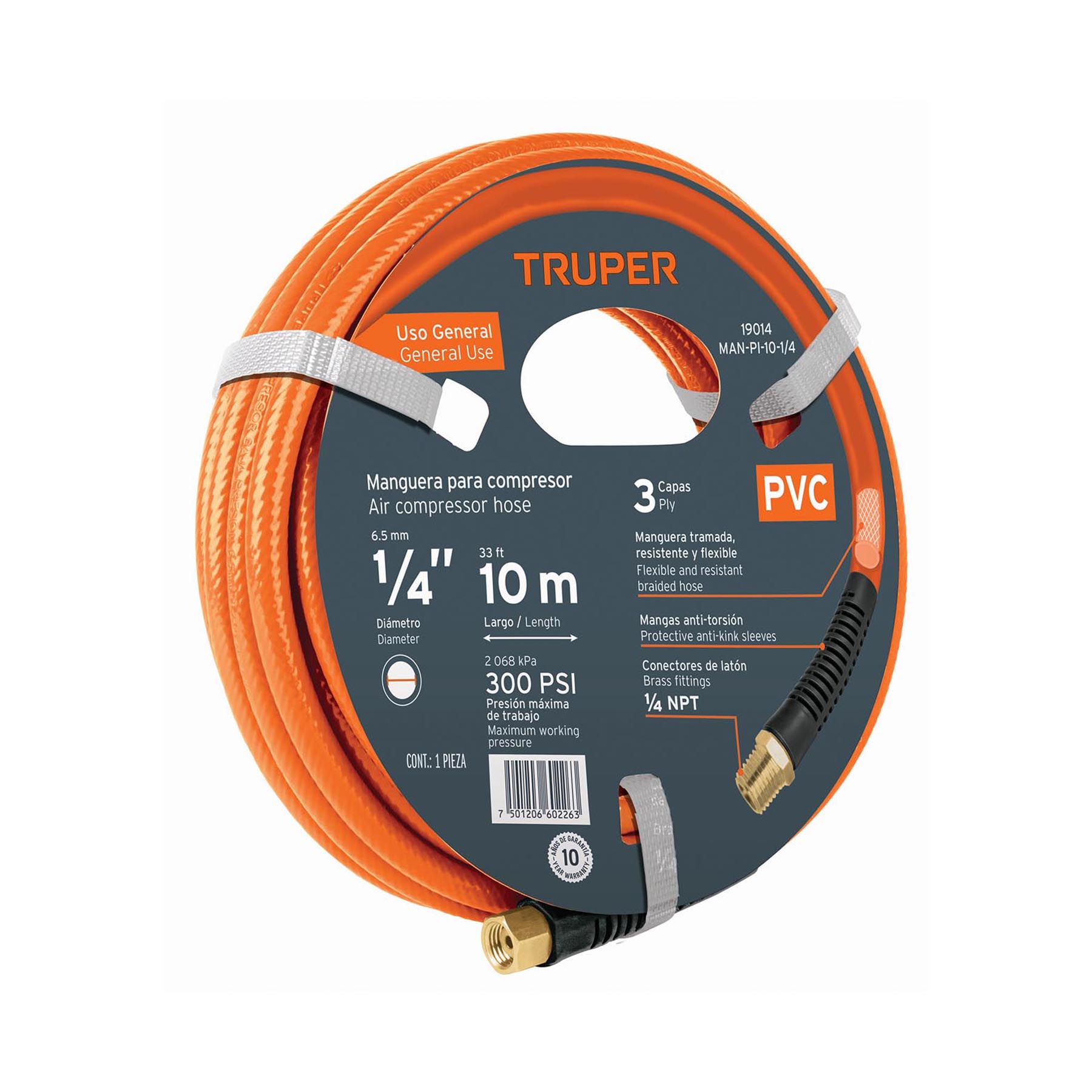 Manguera Compresor Truper 10 Mts 1/4 Cod 19014
